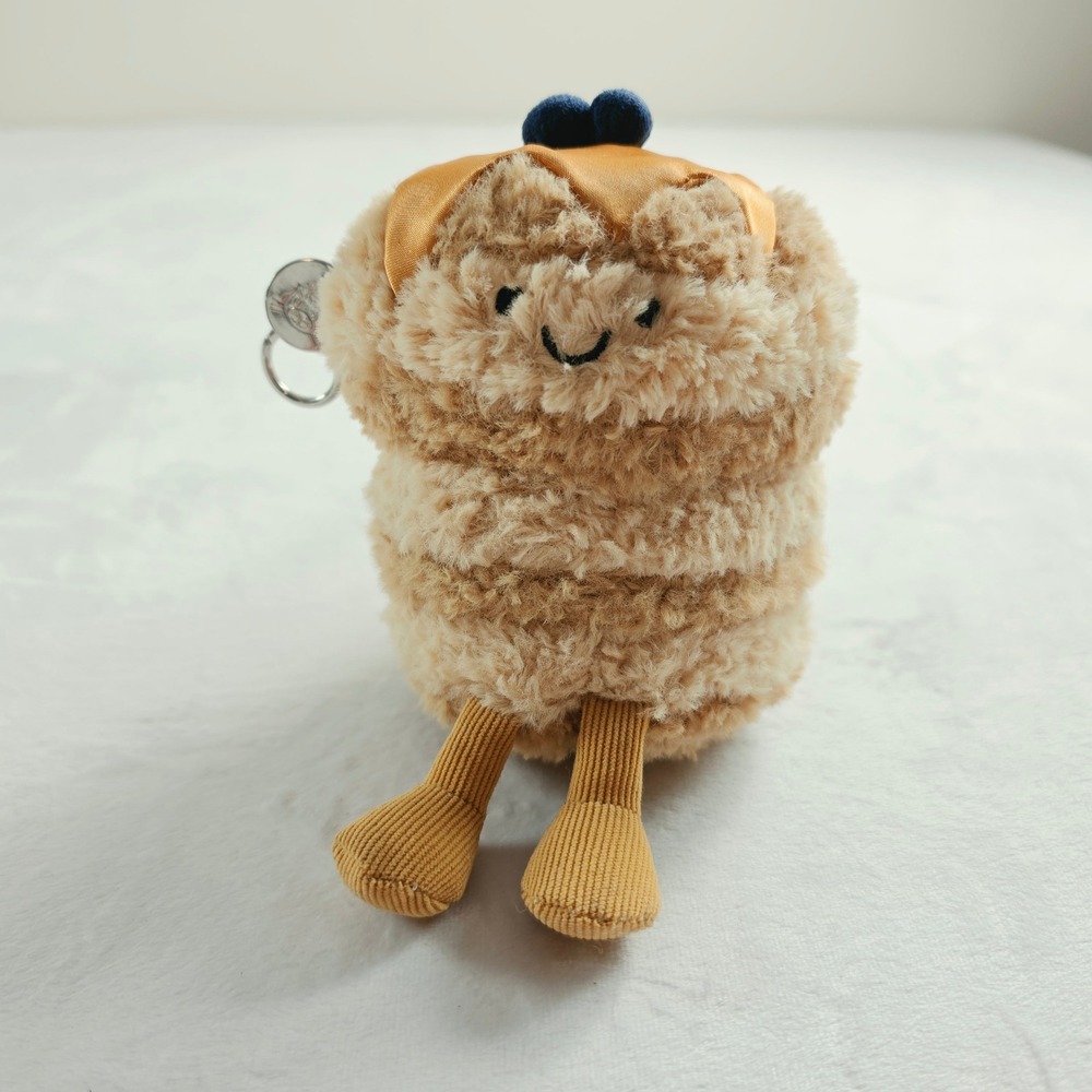 Jellycat Amuseables Fran Pancakes Bag Charm Keychain Plush Tan A4PANBG NWT